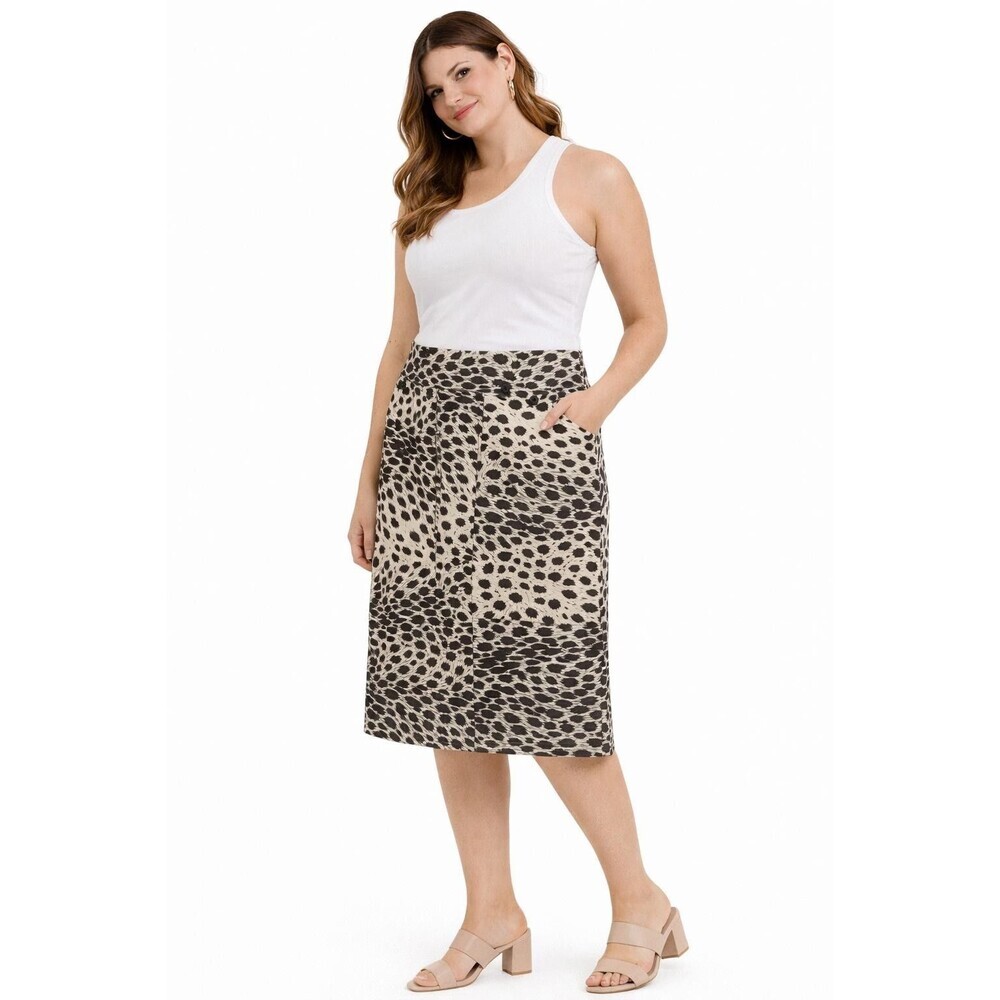 Sea New York Women's Skirt Size 10 Animal Print Cotton A-line Button Pocket